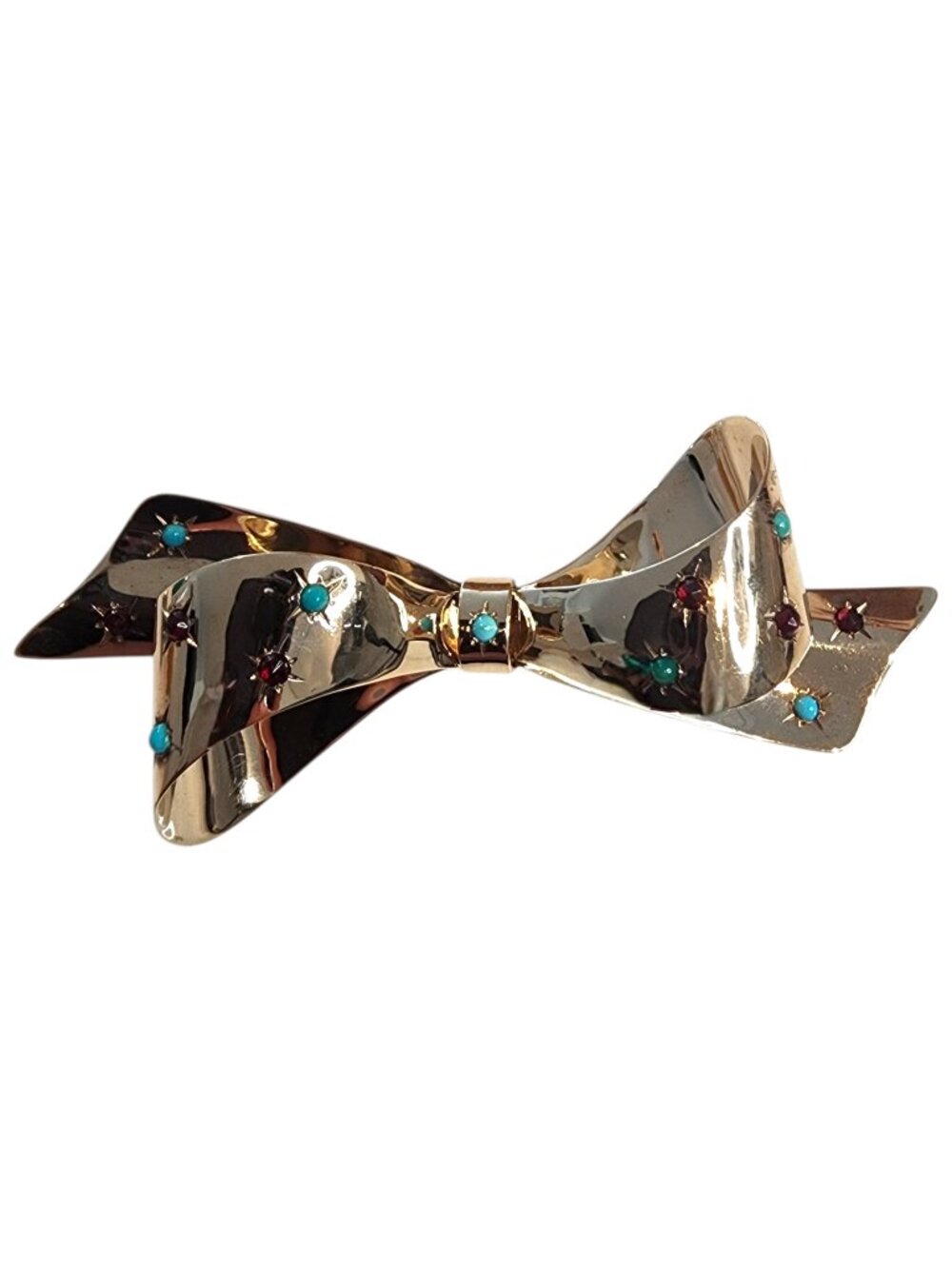 Coro 10K Yellow Gold Bow Multi Color Stone Pin #25313